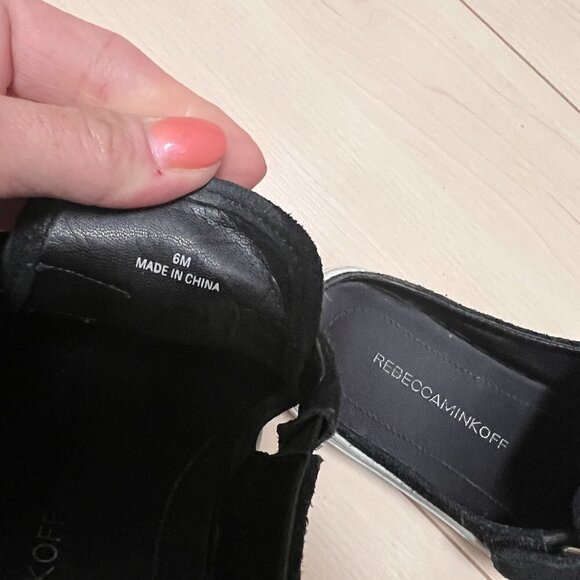 Rebecca Minkoff Black Suede Studded Sneaker Slides Sz 6 - Picture 8 of 10